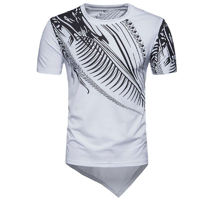 

New Men's Large-Size Hip Hop Style Dragon Print Short-Sleeved T-Shirt, White