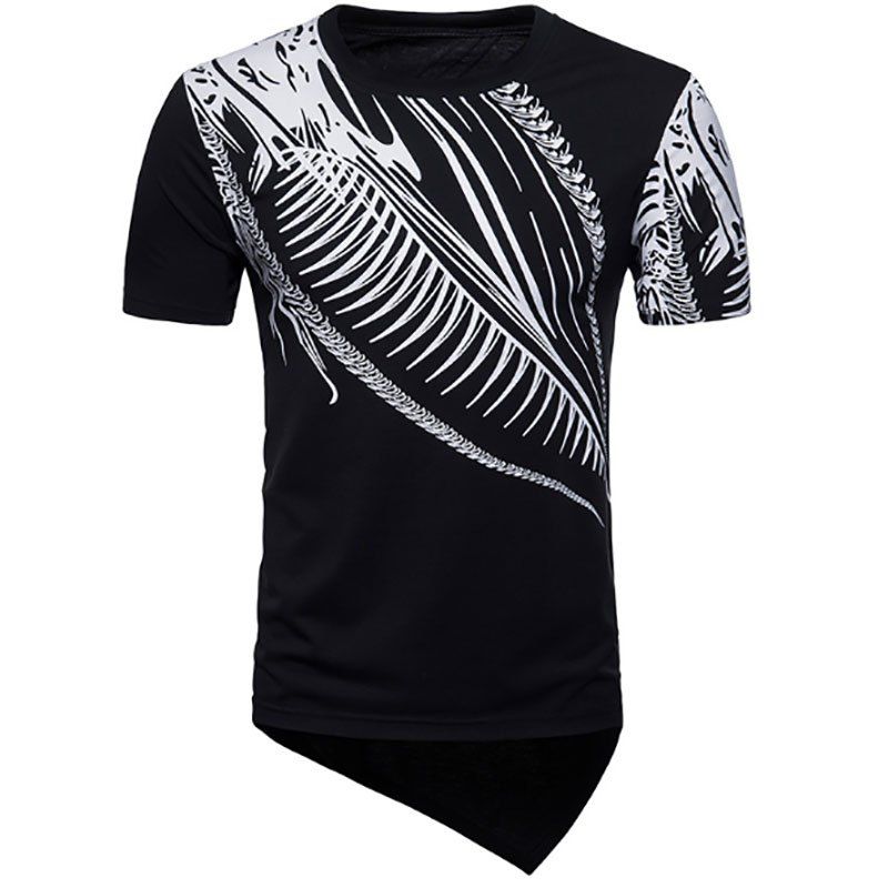 

New Men's Large-Size Hip Hop Style Dragon Print Short-Sleeved T-Shirt, Black
