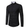 Chemise à manches longues de couleur unie de petits cols de mode pour hommes - Noir XL