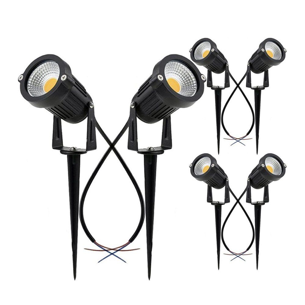

7W COB Waterproof Outdoor Garden Low Voltage AC12V Lawn Lamp Spiked Stand 6PCS, Black
