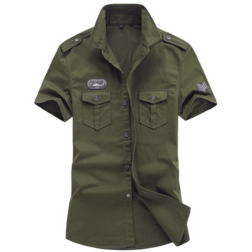 

2018 Men Fashion Trendy Shirt, Army green