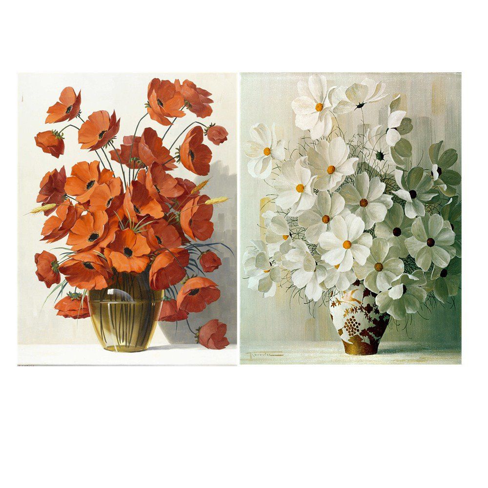 

Nordic Simple Frameless Floral Ornamental Oil Painting 2PCS, Multi-a