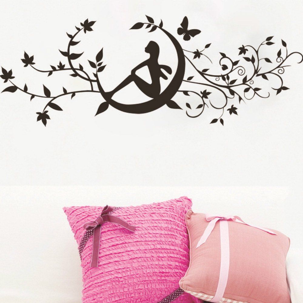 

Art Decal Decoration Fashion Romantic Flower Wall Sticker, Black