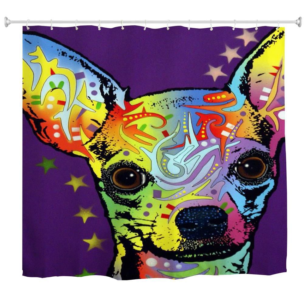 

Watercolor Deer Water-Proof Polyester 3D Printing Bathroom Shower Curtain, Multi-a