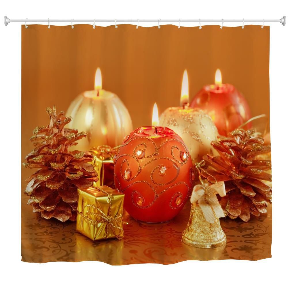 

Aromatherapy Candles Water-Proof Polyester 3D Printing Bathroom Shower Curtain, Multi-a