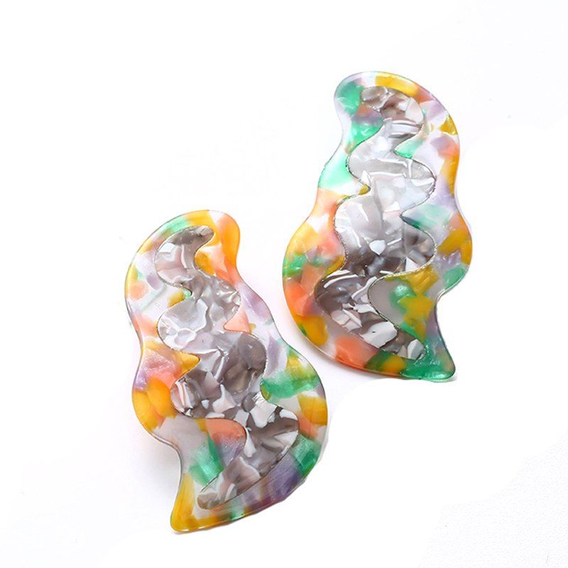 

Geometric Acetic Acid Acrylic Earrings Trendy 5 Colors Drop Earrings For Women, Beer