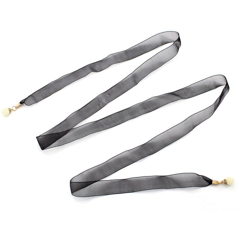 

Lady Dress Chiffon Cloth Decoration Pendant Waist Chain, Black