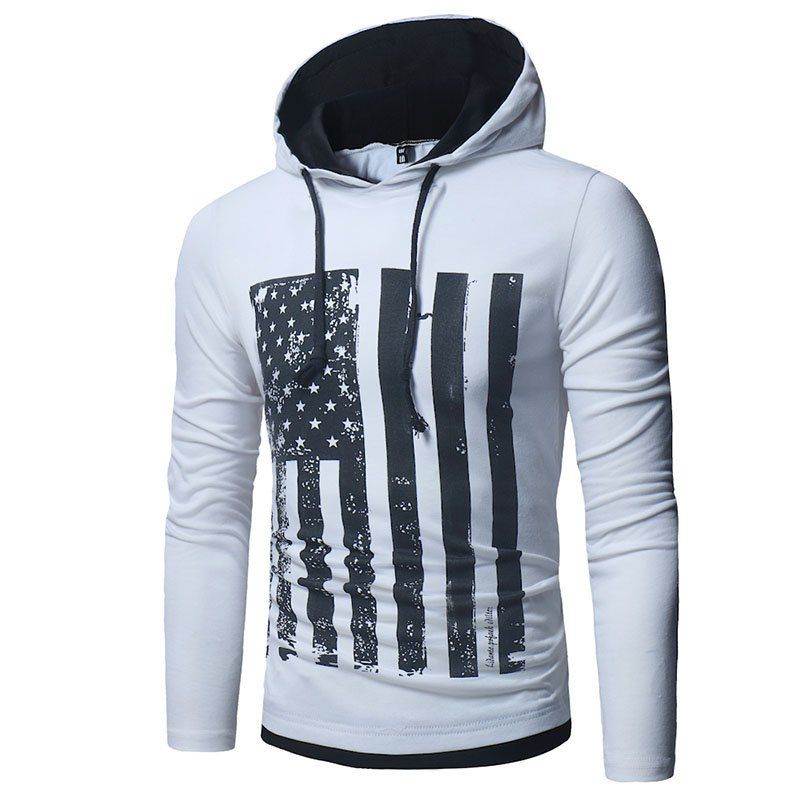 

Men's New National Flag Fashion Print Hoodie, White