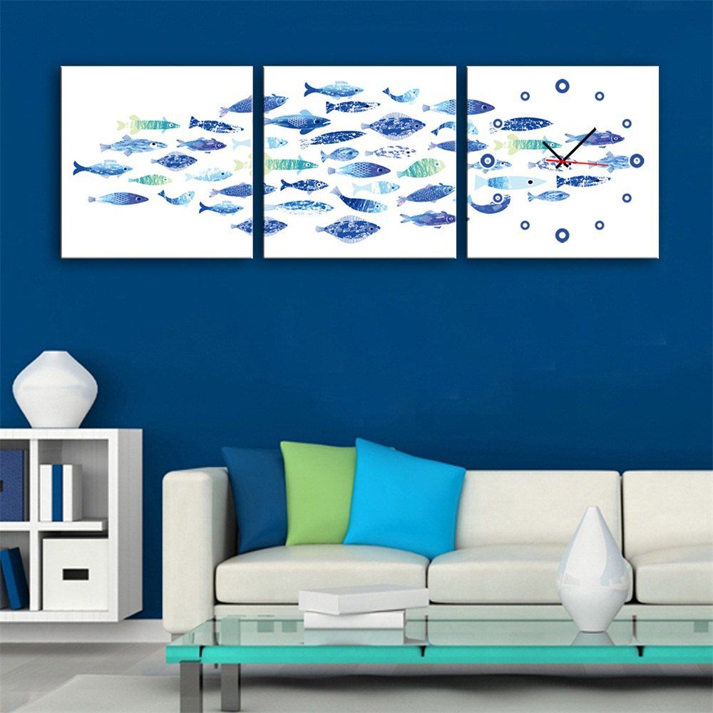 

Special Design Frame Paintings Shoal of Fish Print 3PCS, Royal blue