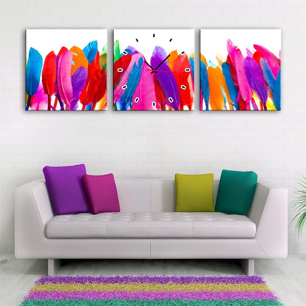 

Special Design Frame Paintings Dyeing Feathers Print 3PCS, Multi