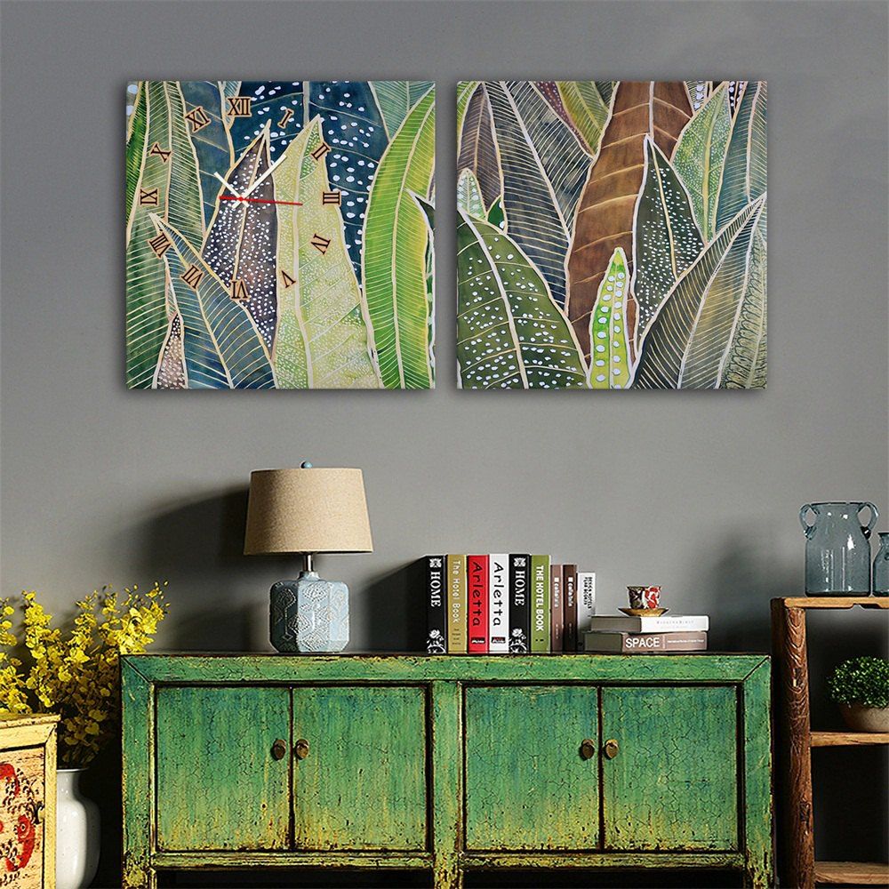 

Special Design Frame Paintings Banana Leaf Print 2PCS, Multi