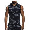 2018 Nouveau Camouflage Impression Numérique Zipper Casual Slim Sans Manches À Capuche - Bleu profond M