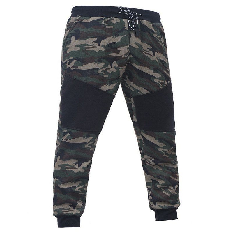 

Camo Stitching Casual Sports Trousers, Camouflage green