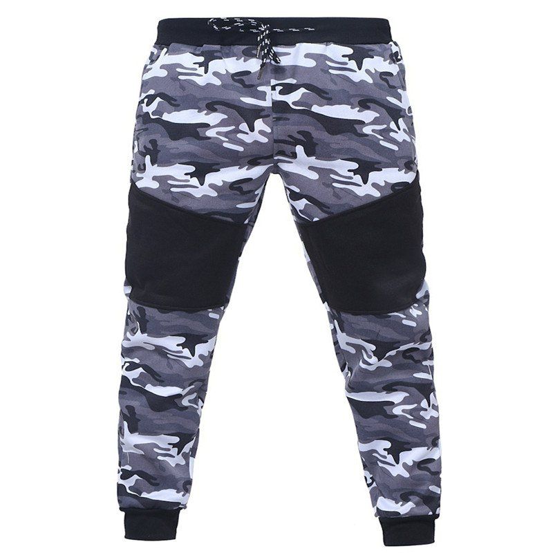 

Camo Stitching Casual Sports Trousers, Gray