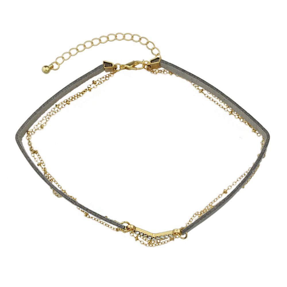 

Various Colors PU Leather Choker Necklace, Silver