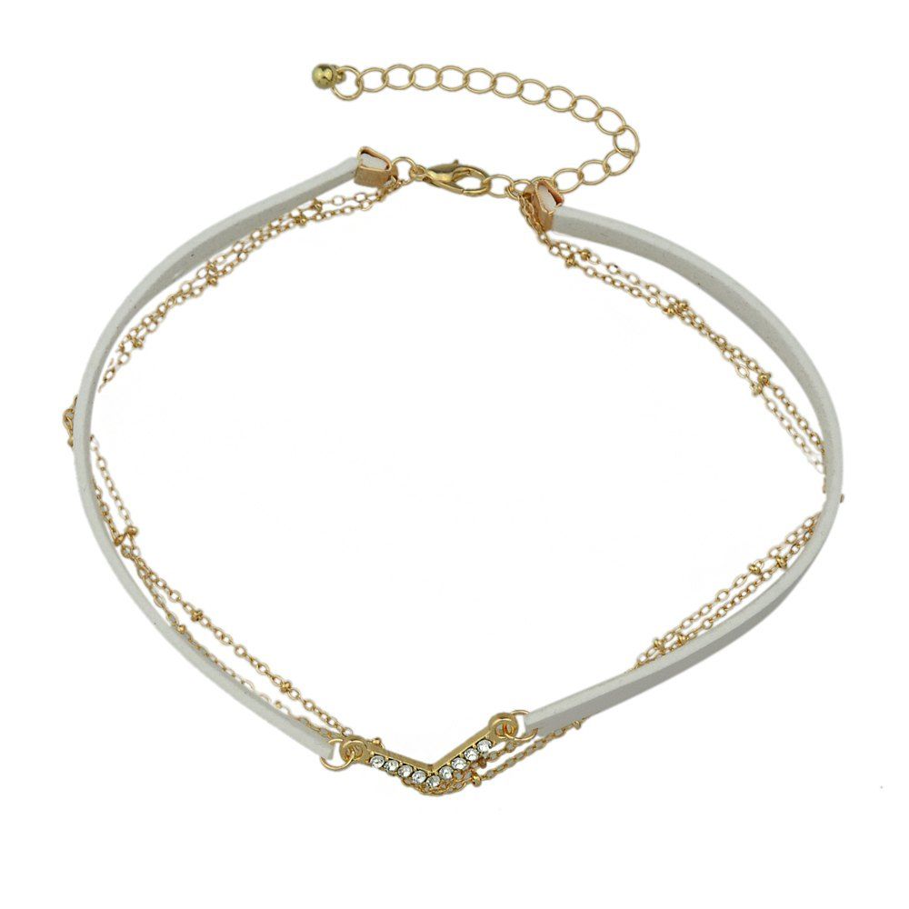 

Various Colors PU Leather Choker Necklace, White