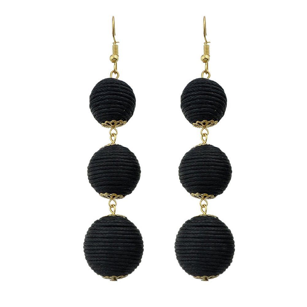 

Gold-color Chain Colorful Dangle Earrings, Black