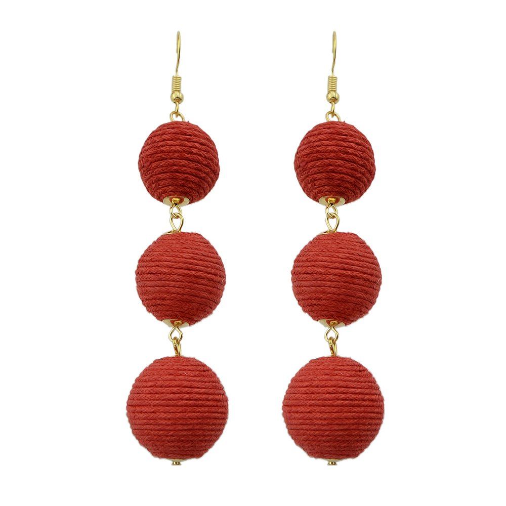 

Gold-color Chain Colorful Dangle Earrings, Red
