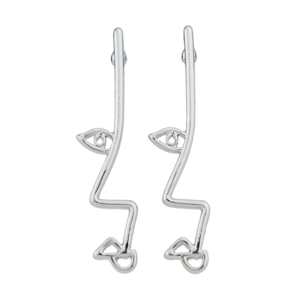 

Cute Black Gold Silver Color with Face Earrings