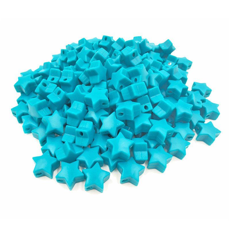 

Baby Multicolor Little Star Shape Silicon Beads Stars 10PCS, Blue diamond