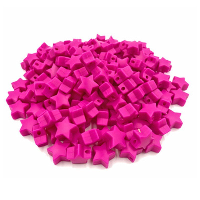 

Baby Multicolor Little Star Shape Silicon Beads Stars 10PCS, Rose red