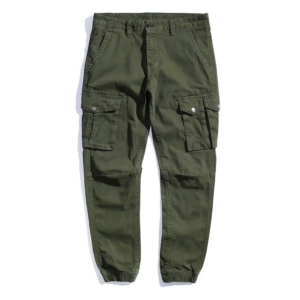 

Summer Pure Cotton Trendy Casual Trousers, Army green