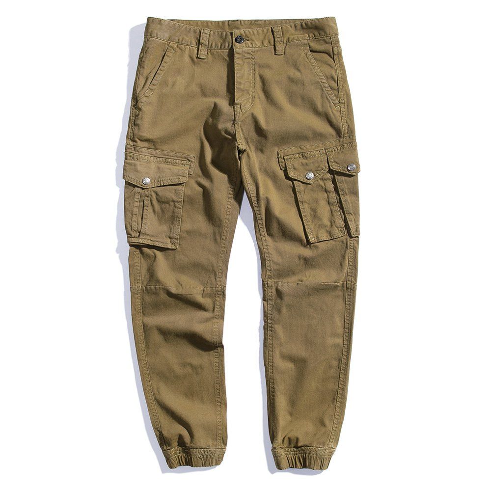 

Summer Pure Cotton Trendy Casual Trousers, Dark khaki