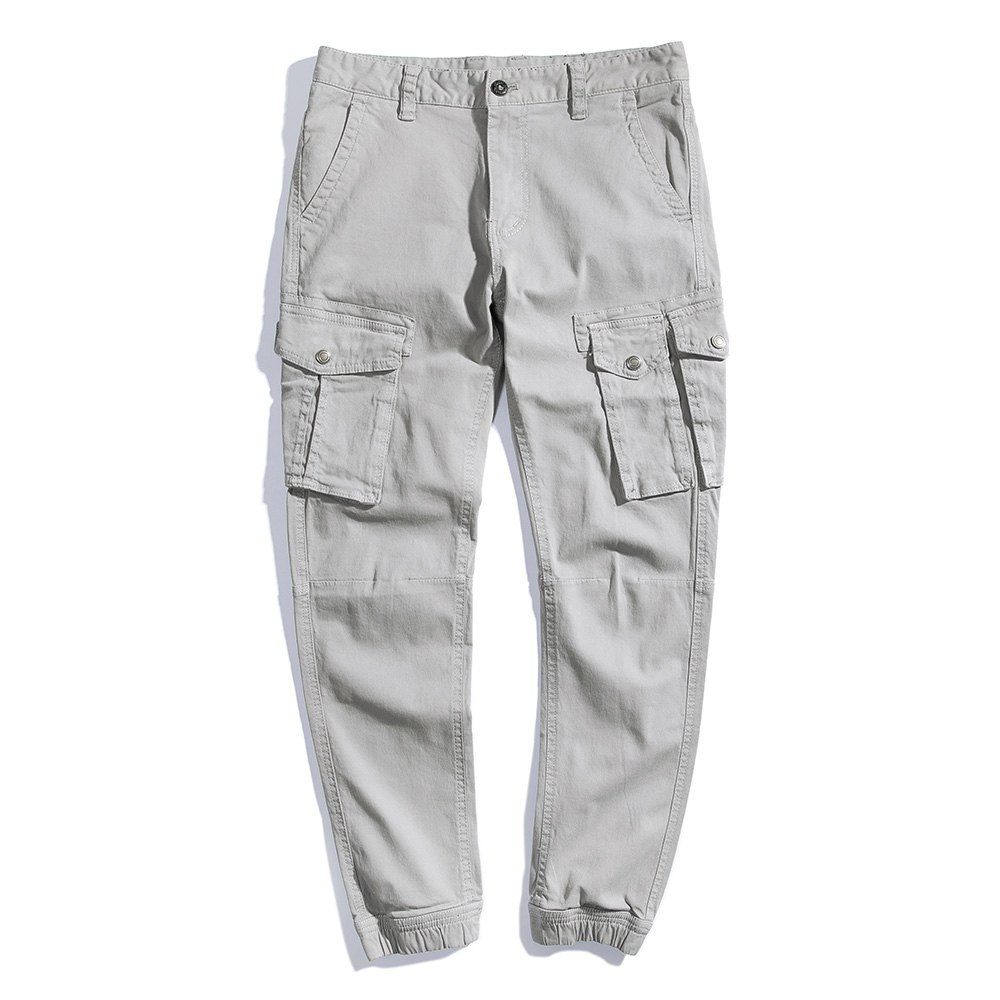 

Summer Pure Cotton Trendy Casual Trousers, Light gray