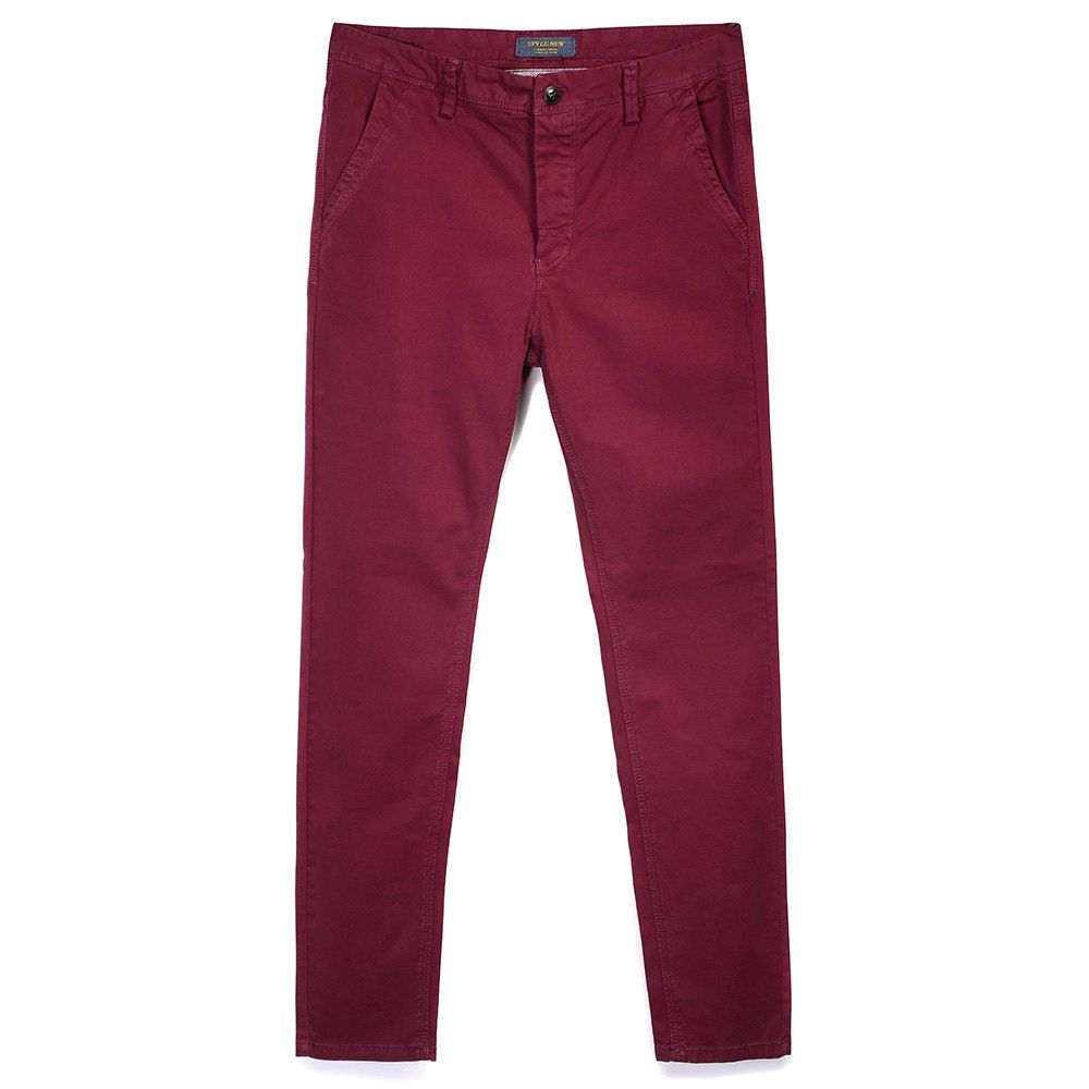 

Man's Pure Color Straight Tube Casual Pants, Red wine