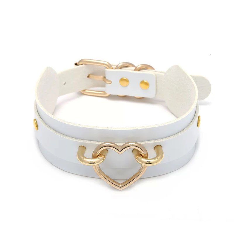 

New Style Wild Personality Super Cool Double Deck PU Leather Bound Collar, White