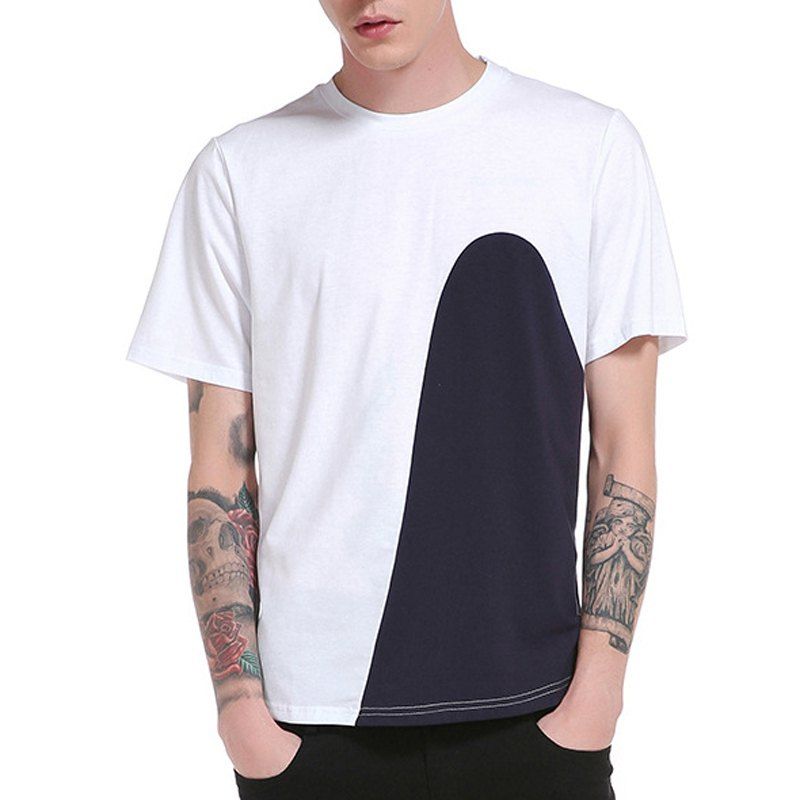 

Men's Fashion Round Neck Short Sleeve Printed T-shirt, White