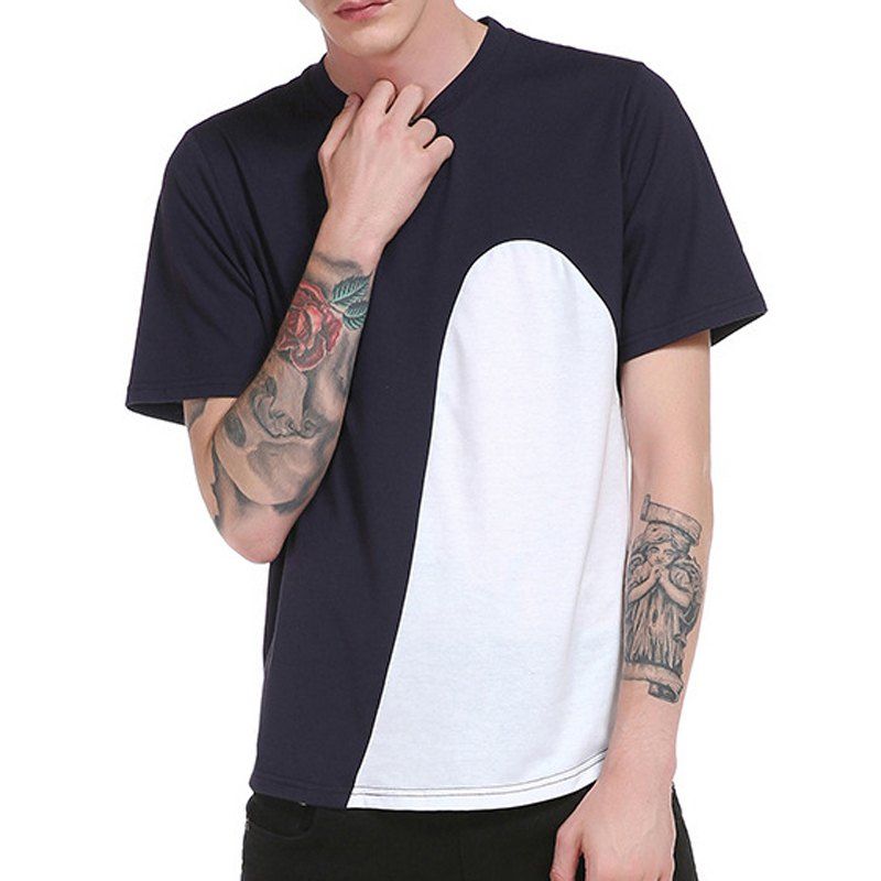 

Men's Fashion Round Neck Short Sleeve Printed T-shirt, Deep blue