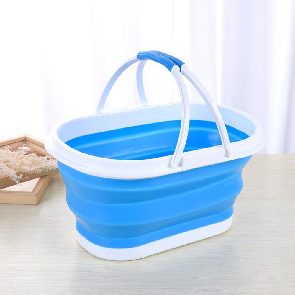 

Portable Folding Hand-Held Shopping Basket, Crystal blue