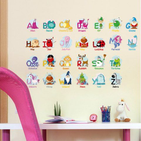 2019 Autocollant Mural De Décoration Créative 3d Alphabet Multicolor