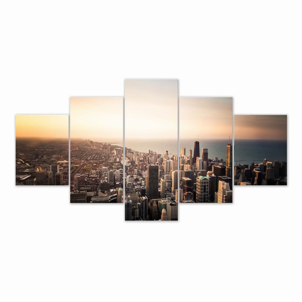 

W314 View of the City Unframed Wall Canvas Prints for Home Decorations 5PCS, Multi-a