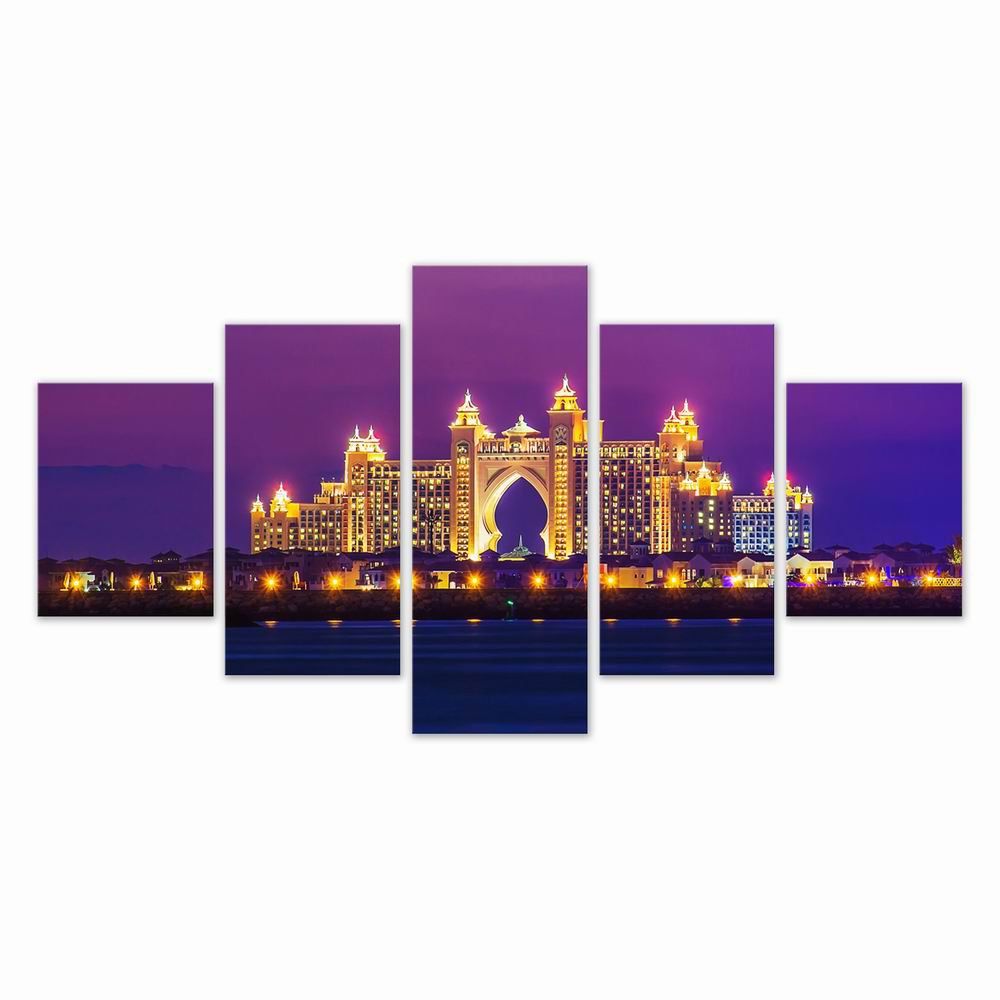 

W317 Architectural Landsca Unframed Wall Canvas Prints for Home Decorations 5PCS, Multi-a
