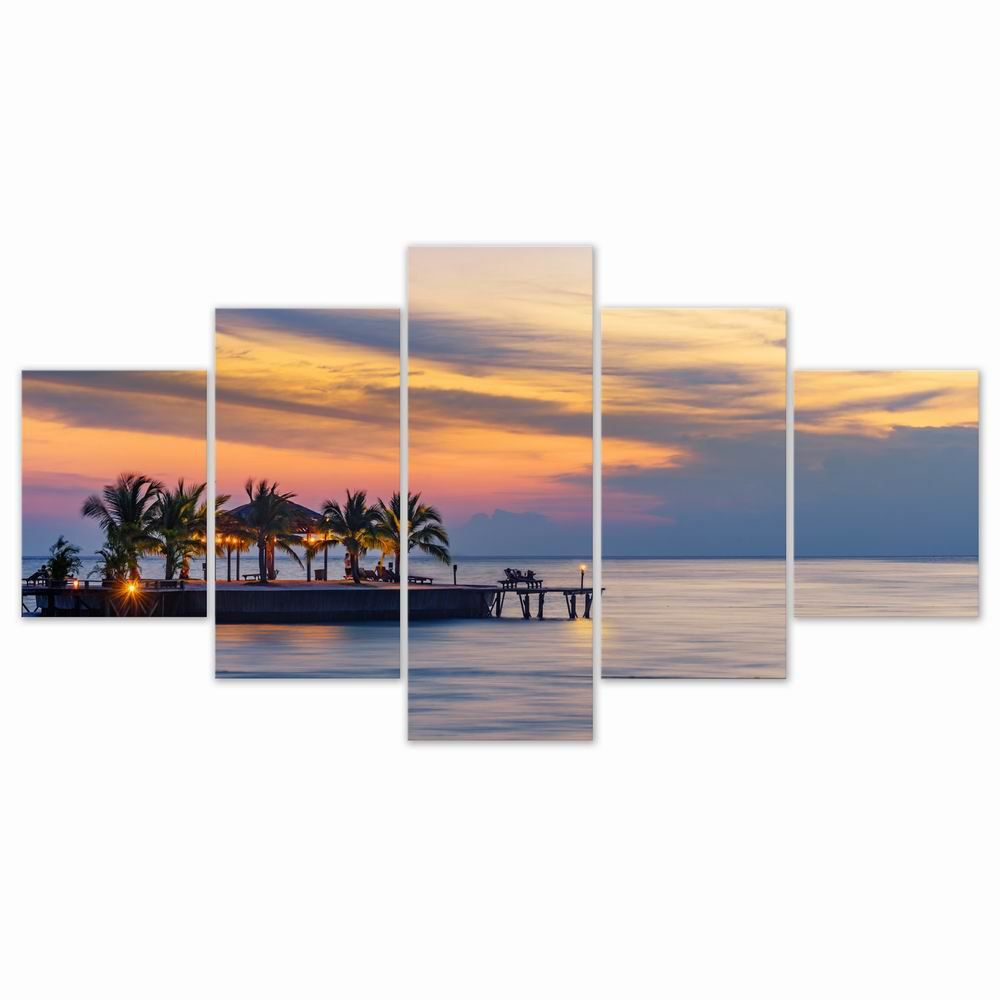 

W320 Sunset Seascape Unframed Wall Canvas Prints for Home Decorations 5PCS, Multi-a