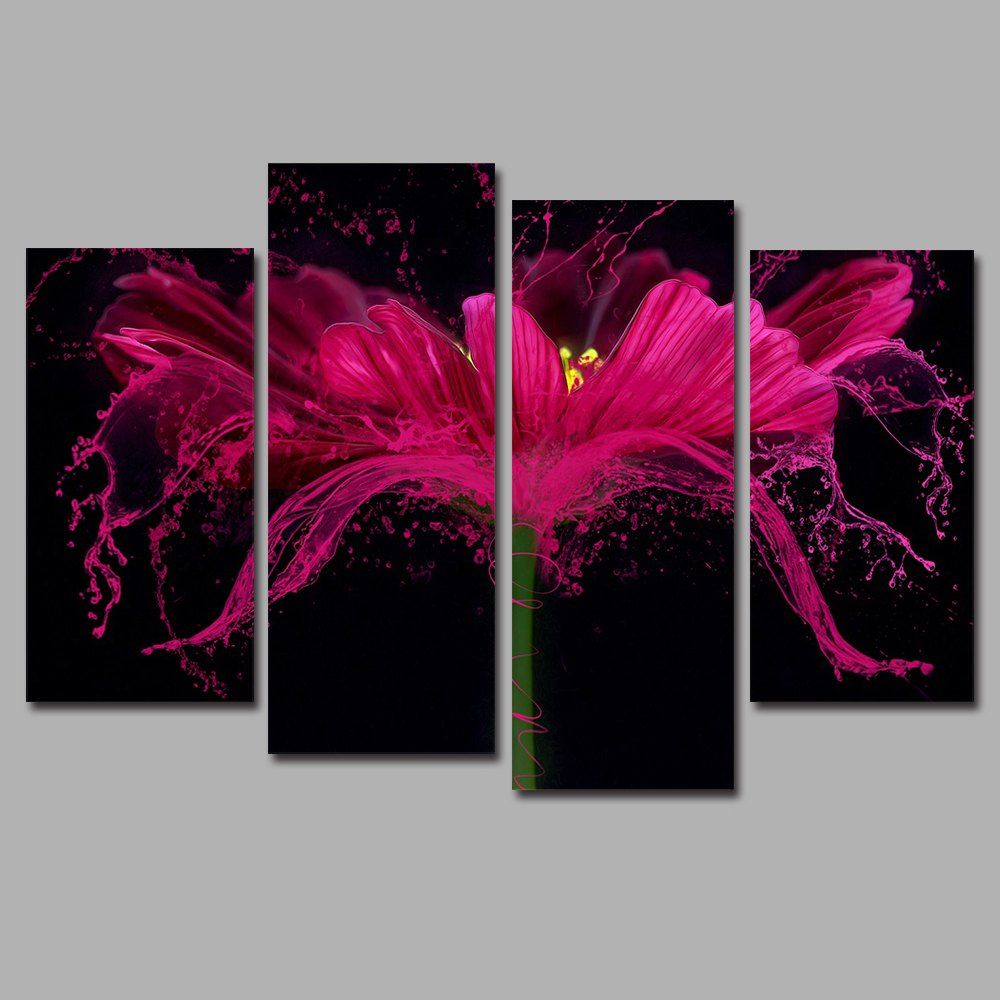 

Flower Splash Frameless Printed Canvas Art Print 4PCS, Multi-a