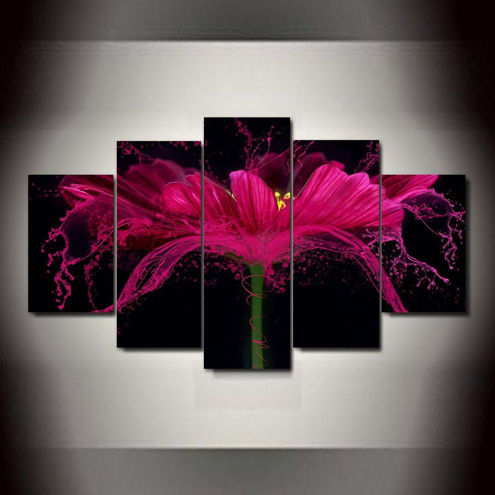 

Flower Splash Frameless Printed Canvas Art Print 5PCS, Multi-a