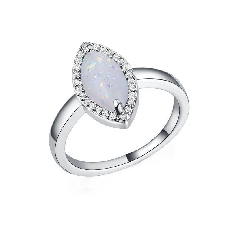 

Fashion Artificial Opal Couple Ring, White