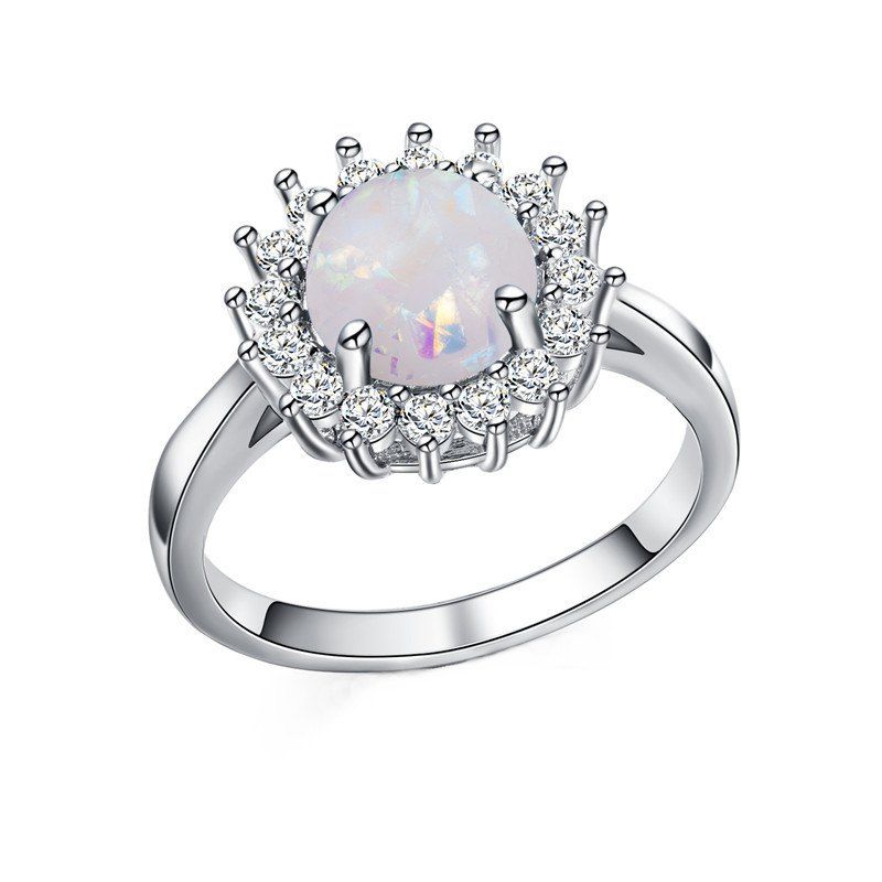 

Fashion Artificial Opal Flower Ring, White
