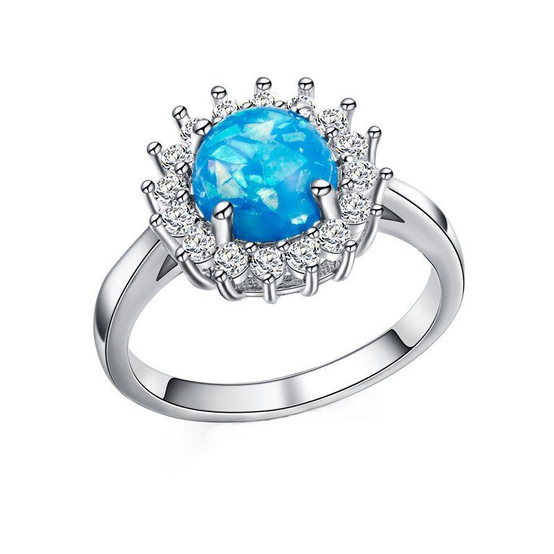 

Fashion Artificial Opal Flower Ring, Ocean blue