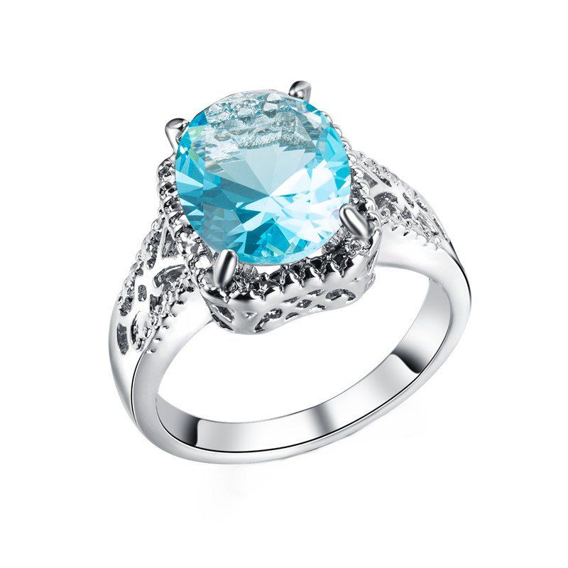

Vintage Hollow Pattern Large Ring, Day sky blue