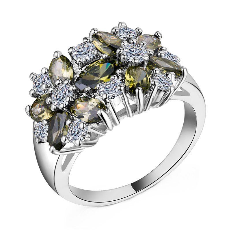 

Artificial Diamond Crystal Flower Ring, Sun yellow