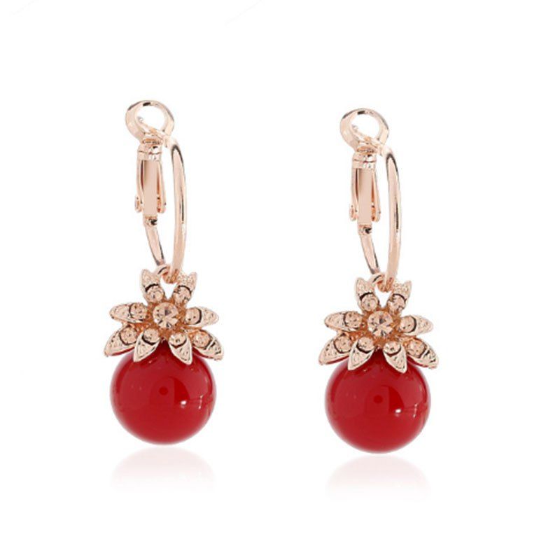 

Pair of Fashion Personality Long Red Pendant Female Bride Earrings