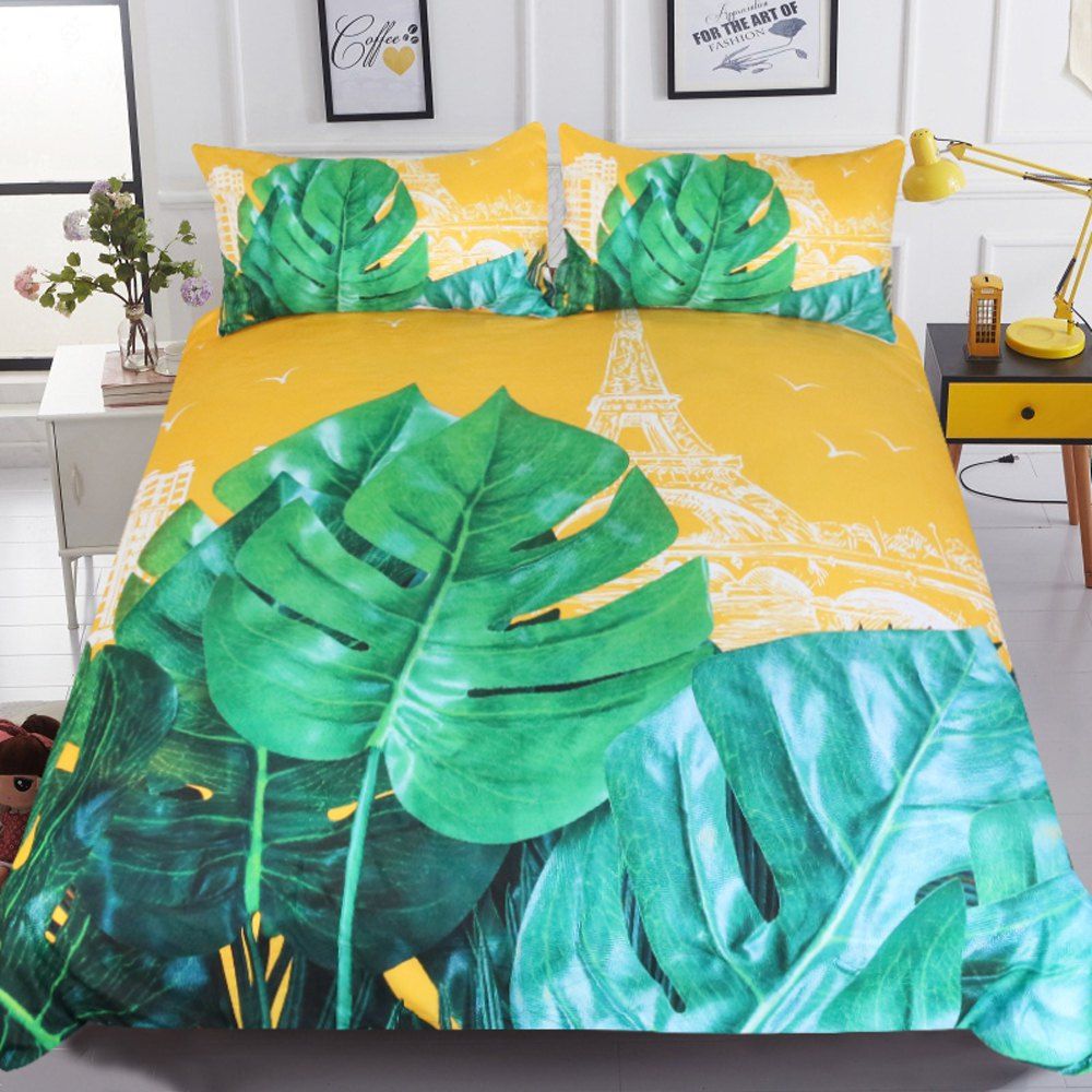

Plant Bedding France Towe Duvet Cover Set Digital Print 3pcs, Multi