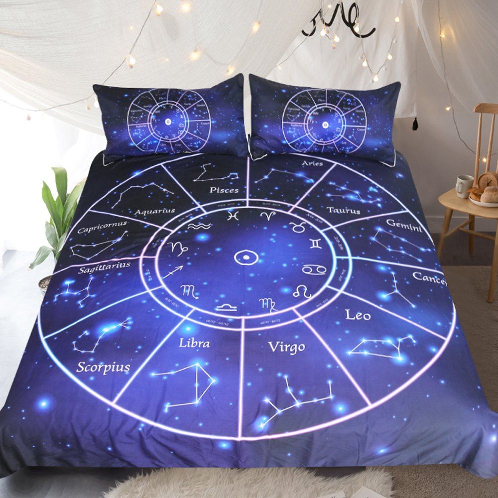 

Twelve Constellations Bedding Duvet Cover Set Digital Print 3pcs, Multi