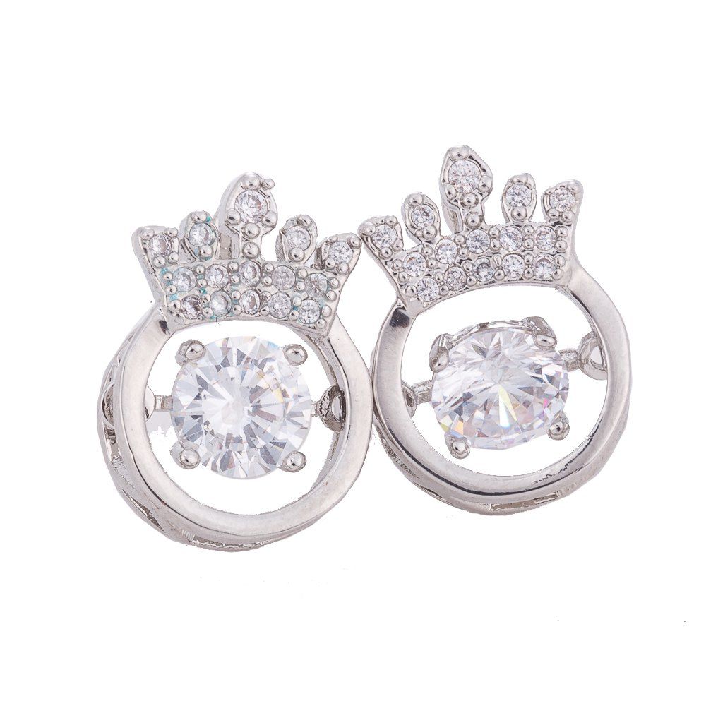 

925 Silver Fashion Lovely Crystal Crown Earrings