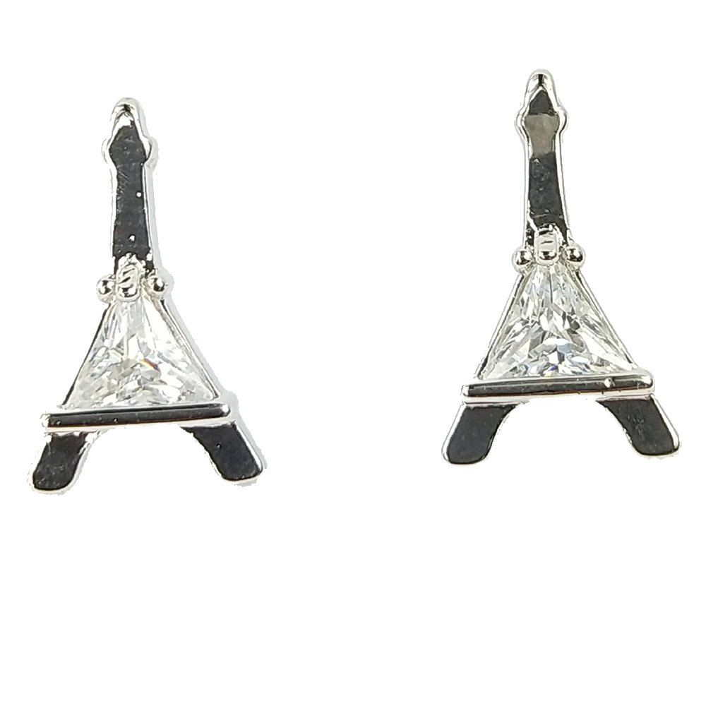 

Iron Tower Rhinestone Earrings, Silver