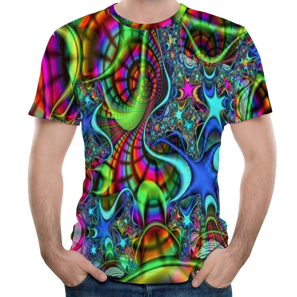 

2018 Summer Fashion Cartoon Print Men's Short Sleeve T-shirt, Multi-i